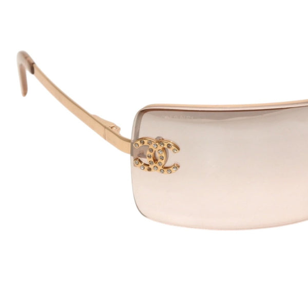 CHANEL Half Rim Sunglasses Eyewear 4104-B c.125/8Z Size 62□15 120 Coco Mark Rhinestone Good Condition Used 4a000005