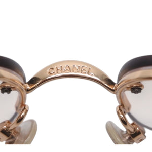 CHANEL Half Rim Sunglasses Eyewear 4104-B c.125/8Z Size 62□15 120 Coco Mark Rhinestone Good Condition Used 4a000005
