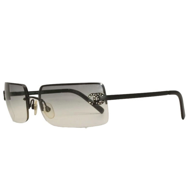 CHANEL Rimless Sunglasses Eyewear 4104 c.101/8G Coco Mark Black Good Condition Used 4a000015