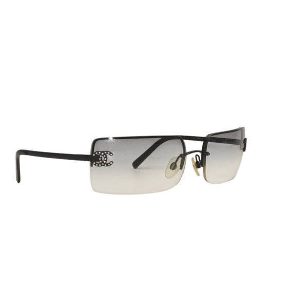 CHANEL Rimless Sunglasses Eyewear 4104 c.101/8G Coco Mark Black Good Condition Used 4a000015