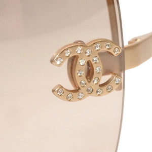 Very good condition CHANEL half rim sunglasses eyewear 4092-B c.102/8Z size 62□15 120 here mark rhinestone used 4a000016