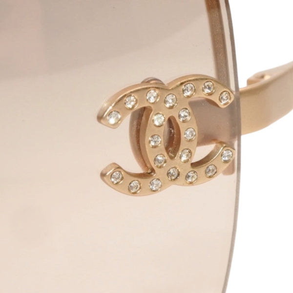 Very good condition CHANEL half rim sunglasses eyewear 4092-B c.102/8Z size 62□15 120 here mark rhinestone used 4a000016