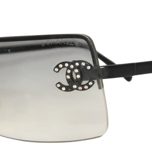 CHANEL Rimless Sunglasses Eyewear 4104 c.101/8G Coco Mark Black Good Condition Used 4a000015