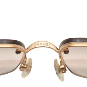 Very good condition CHANEL half rim sunglasses eyewear 4092-B c.102/8Z size 62□15 120 here mark rhinestone used 4a000016