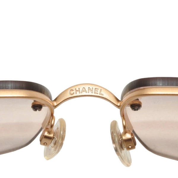 Very good condition CHANEL half rim sunglasses eyewear 4092-B c.102/8Z size 62□15 120 here mark rhinestone used 4a000016