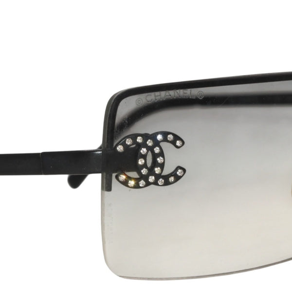 CHANEL Rimless Sunglasses Eyewear 4104 c.101/8G Coco Mark Black Good Condition Used 4a000015