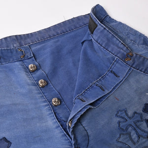 CHROME HEARTS クロムハーツ パリ限定 クロスパッチフレンチワーク パンツ ネイビー サイズ38 美品 中古 4a000022