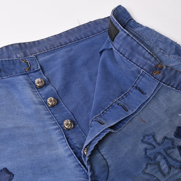CHROME HEARTS クロムハーツ パリ限定 クロスパッチフレンチワーク パンツ ネイビー サイズ38 美品 中古 4a000022