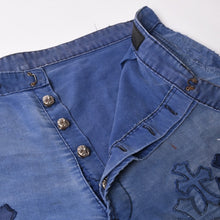 画像をギャラリービューアに読み込む, CHROME HEARTS クロムハーツ パリ限定 クロスパッチフレンチワーク パンツ ネイビー サイズ38 美品 中古 4a000022