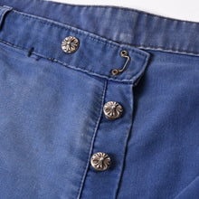 画像をギャラリービューアに読み込む, CHROME HEARTS クロムハーツ パリ限定 クロスパッチフレンチワーク パンツ ネイビー サイズ38 美品 中古 4a000022