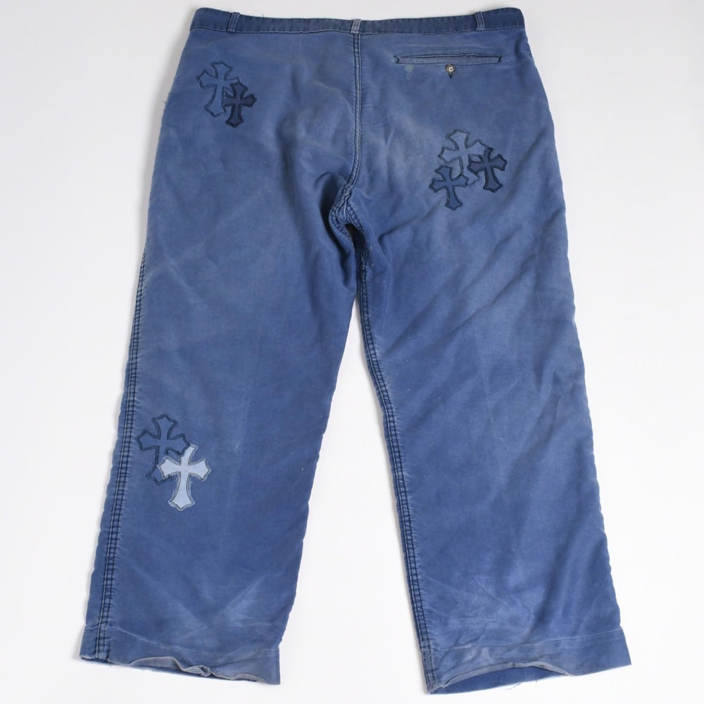 CHROME HEARTS クロムハーツ パリ限定 クロスパッチフレンチワーク パンツ ネイビー サイズ38 美品 中古 4a000022