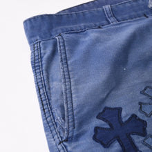 画像をギャラリービューアに読み込む, CHROME HEARTS クロムハーツ パリ限定 クロスパッチフレンチワーク パンツ ネイビー サイズ38 美品 中古 4a000022