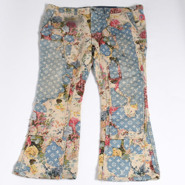 LOUIS VUITTON Destroy Bell Bottom Carpenter Denim Pants HND90W Size 40 Monogram Sashiko Good Condition Used 4a000027