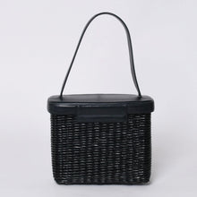 画像をギャラリービューアに読み込む, 極美品 CHANEL シャネル ヴァニティバッグ ハンドバッグ 5番台 ココマーク ラタン ストロー レザー ブラック ゴールド金具 中古 4a000501