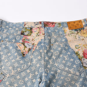 LOUIS VUITTON Destroy Bell Bottom Carpenter Denim Pants HND90W Size 40 Monogram Sashiko Good Condition Used 4a000027