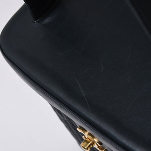 極美品 CHANEL シャネル ヴァニティバッグ ハンドバッグ 5番台 ココマーク ラタン ストロー レザー ブラック ゴールド金具 中古 4a000501