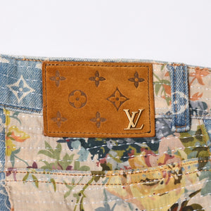 LOUIS VUITTON Destroy Bell Bottom Carpenter Denim Pants HND90W Size 40 Monogram Sashiko Good Condition Used 4a000027