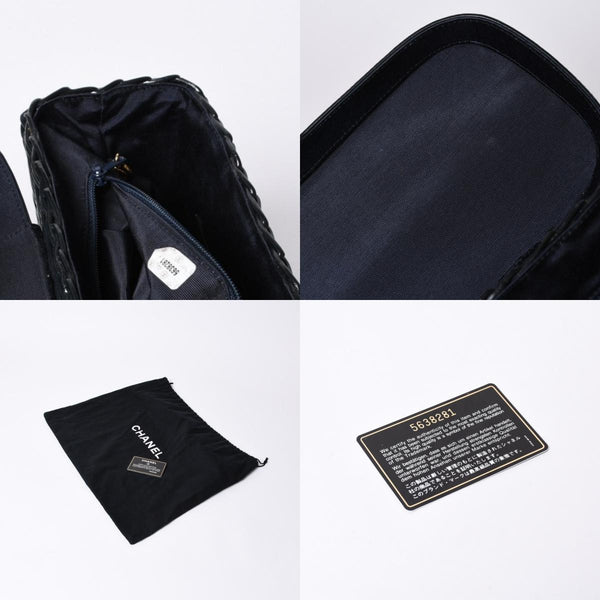 極美品 CHANEL シャネル ヴァニティバッグ ハンドバッグ 5番台 ココマーク ラタン ストロー レザー ブラック ゴールド金具 中古 4a000501