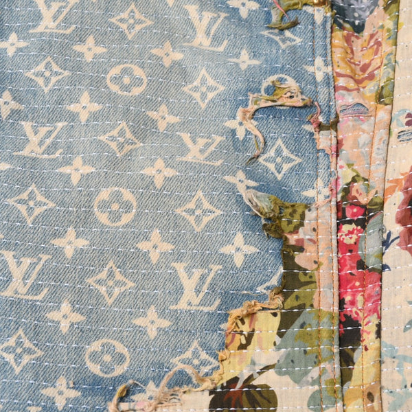LOUIS VUITTON Destroy Bell Bottom Carpenter Denim Pants HND90W Size 40 Monogram Sashiko Good Condition Used 4a000027