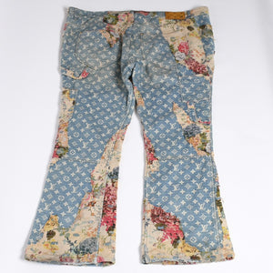 LOUIS VUITTON Destroy Bell Bottom Carpenter Denim Pants HND90W Size 40 Monogram Sashiko Good Condition Used 4a000027