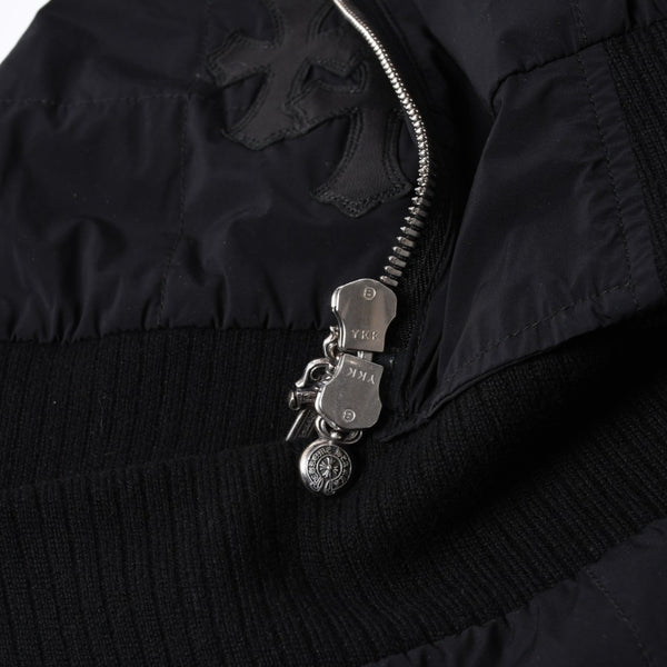 新品同様 CHROME HEARTS クロムハーツ ジップアップフーディー パーカー サイズXL セメタリークロスパッチ 9パッチ シルバー925 中古 4a000548