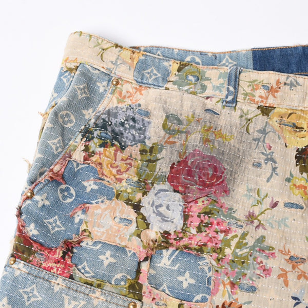 LOUIS VUITTON Destroy Bell Bottom Carpenter Denim Pants HND90W Size 40 Monogram Sashiko Good Condition Used 4a000027