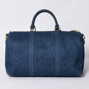 Very good condition CHANEL Boston bag shoulder bag 4th series 2WAY here mark denim indigo blue gold hardware used 4a000564