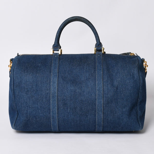 Very good condition CHANEL Boston bag shoulder bag 4th series 2WAY here mark denim indigo blue gold hardware used 4a000564