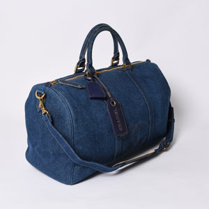 Very good condition CHANEL Boston bag shoulder bag 4th series 2WAY here mark denim indigo blue gold hardware used 4a000564