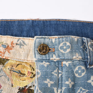LOUIS VUITTON Destroy Bell Bottom Carpenter Denim Pants HND90W Size 40 Monogram Sashiko Good Condition Used 4a000027