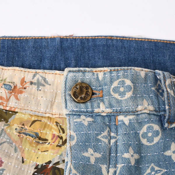 LOUIS VUITTON Destroy Bell Bottom Carpenter Denim Pants HND90W Size 40 Monogram Sashiko Good Condition Used 4a000027