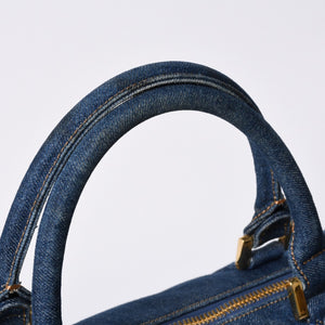 Very good condition CHANEL Boston bag shoulder bag 4th series 2WAY here mark denim indigo blue gold hardware used 4a000564