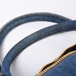 Very good condition CHANEL Boston bag shoulder bag 4th series 2WAY here mark denim indigo blue gold hardware used 4a000564