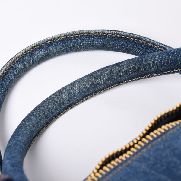 Very good condition CHANEL Boston bag shoulder bag 4th series 2WAY here mark denim indigo blue gold hardware used 4a000564