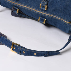 Very good condition CHANEL Boston bag shoulder bag 4th series 2WAY here mark denim indigo blue gold hardware used 4a000564