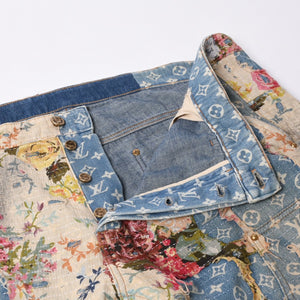 LOUIS VUITTON Destroy Bell Bottom Carpenter Denim Pants HND90W Size 40 Monogram Sashiko Good Condition Used 4a000027