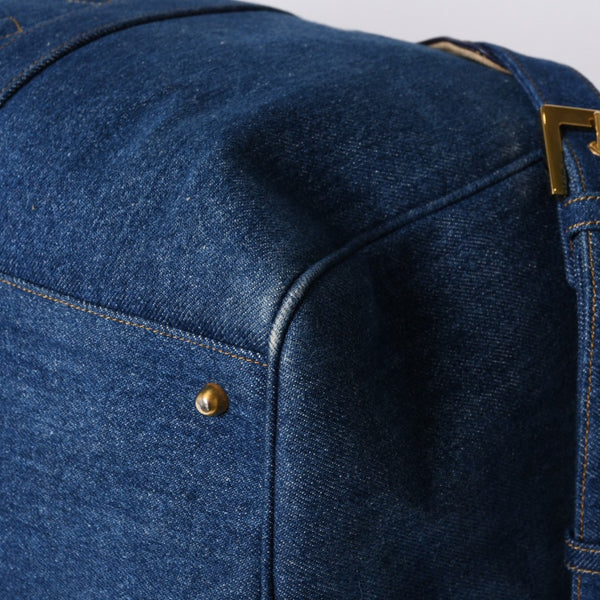Very good condition CHANEL Boston bag shoulder bag 4th series 2WAY here mark denim indigo blue gold hardware used 4a000564