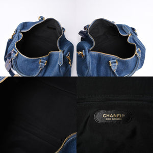 Very good condition CHANEL Boston bag shoulder bag 4th series 2WAY here mark denim indigo blue gold hardware used 4a000564