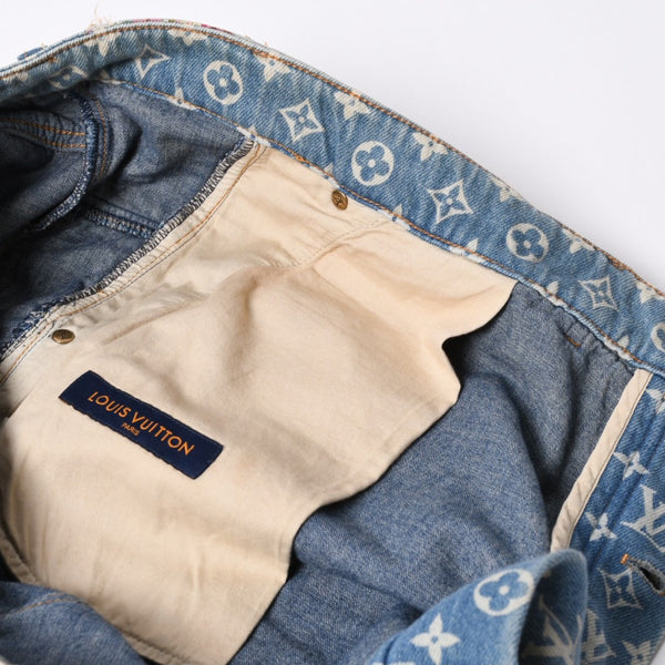 LOUIS VUITTON Destroy Bell Bottom Carpenter Denim Pants HND90W Size 40 Monogram Sashiko Good Condition Used 4a000027