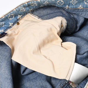 LOUIS VUITTON Destroy Bell Bottom Carpenter Denim Pants HND90W Size 40 Monogram Sashiko Good Condition Used 4a000027