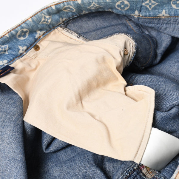 LOUIS VUITTON Destroy Bell Bottom Carpenter Denim Pants HND90W Size 40 Monogram Sashiko Good Condition Used 4a000027