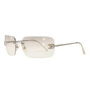 CHANEL シャネル リムレス サングラス アイウェア 4017-D c.159/6I サイズ62□17 120 ココマーク ラインストーン 美品 中古 4a000355