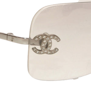 CHANEL シャネル リムレス サングラス アイウェア 4017-D c.159/6I サイズ62□17 120 ココマーク ラインストーン 美品 中古 4a000355