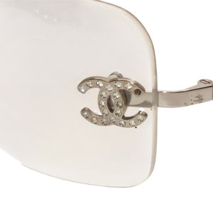CHANEL シャネル リムレス サングラス アイウェア 4017-D c.159/6I サイズ62□17 120 ココマーク ラインストーン 美品 中古 4a000355