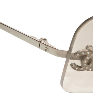 CHANEL シャネル リムレス サングラス アイウェア 4017-D c.159/6I サイズ62□17 120 ココマーク ラインストーン 美品 中古 4a000355