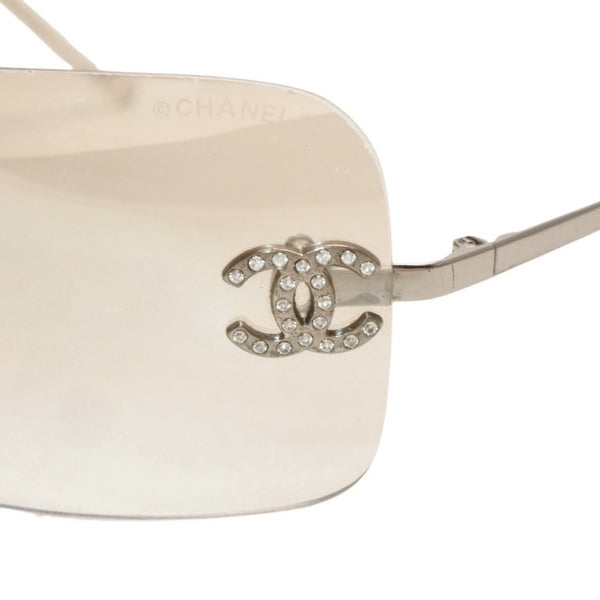 CHANEL Rimless Sunglasses Eyewear 4017-D c.159/6I Size 62□17 120 Coco Mark Rhinestone Good Condition Used 4a000306