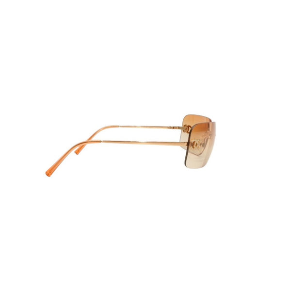 CHANEL Rimless Sunglasses Eyewear 4017-D c.125/56 Size 62□17 120 Coco Mark Rhinestone Orange Good Condition Used 4a000298