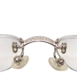CHANEL シャネル リムレス サングラス アイウェア 4017-D c.159/6I サイズ62□17 120 ココマーク ラインストーン 美品 中古 4a000355
