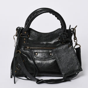 BALENCIAGA Mini The City Handbag 132116.2123 Black Leather Gold Hardware Good Condition Used 4a000044