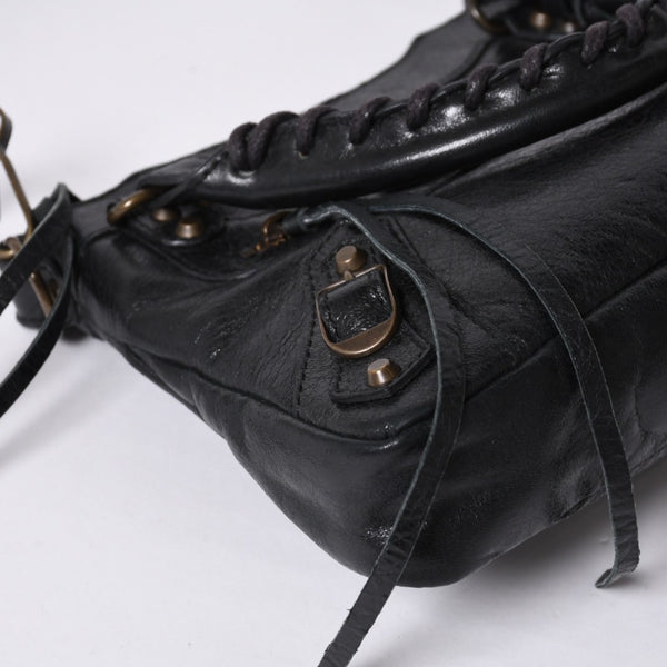 BALENCIAGA Mini The City Handbag 132116.2123 Black Leather Gold Hardware Good Condition Used 4a000044